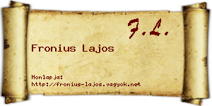 Fronius Lajos névjegykártya